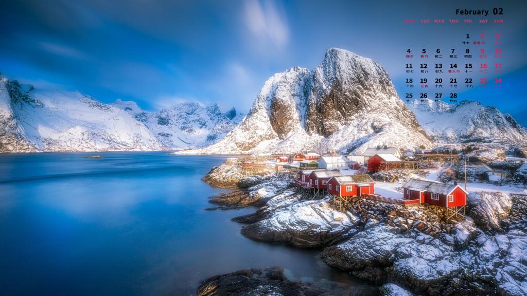2019年2月挪威唯美雪景日历