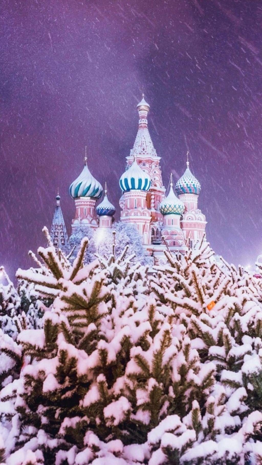 莫斯科红场烟火夜景