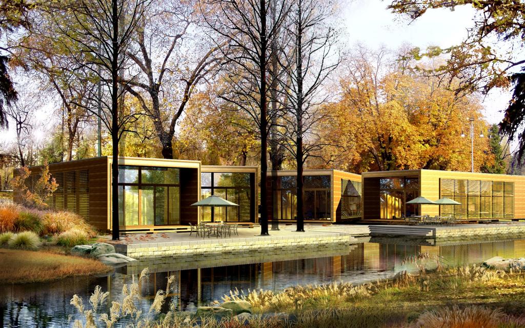 夜景城市建筑园林效果