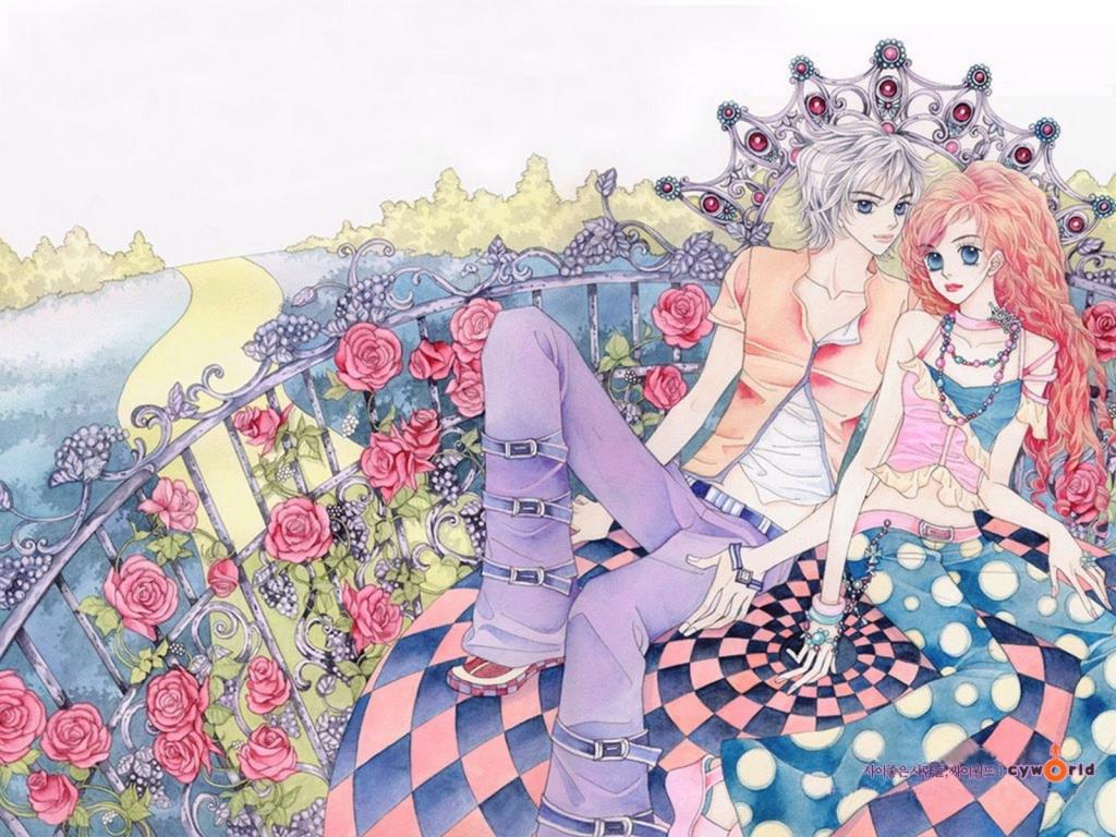 手绘恋爱中的情侣插画