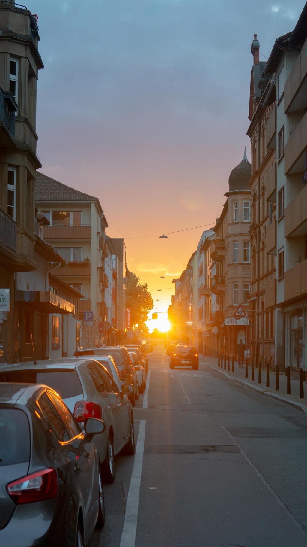 秋日黄昏唯美街景