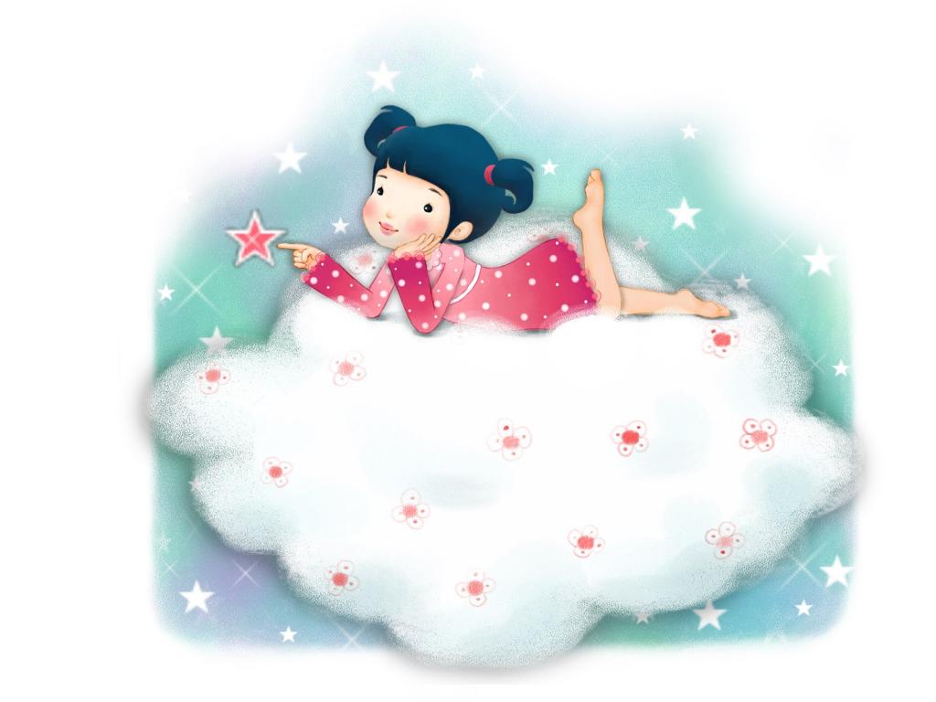 小女孩的卡通梦幻童年