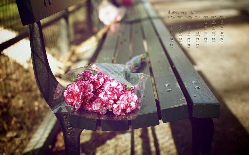 2019年2月公园的长椅日历