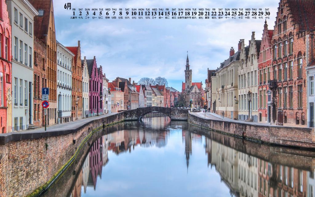 2018年6月欧洲小镇建筑图片日历