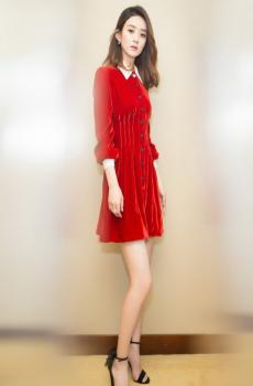 赵丽颖温柔红裙写真-1