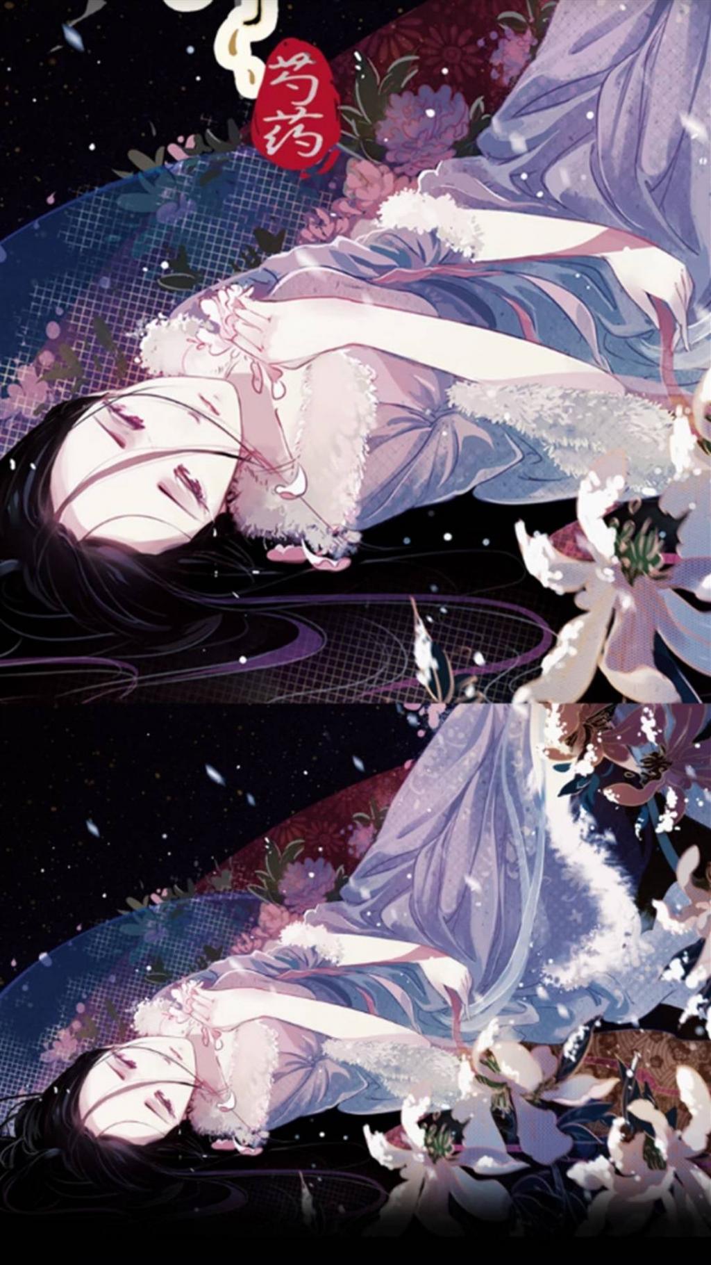 花卉拟人古风插画