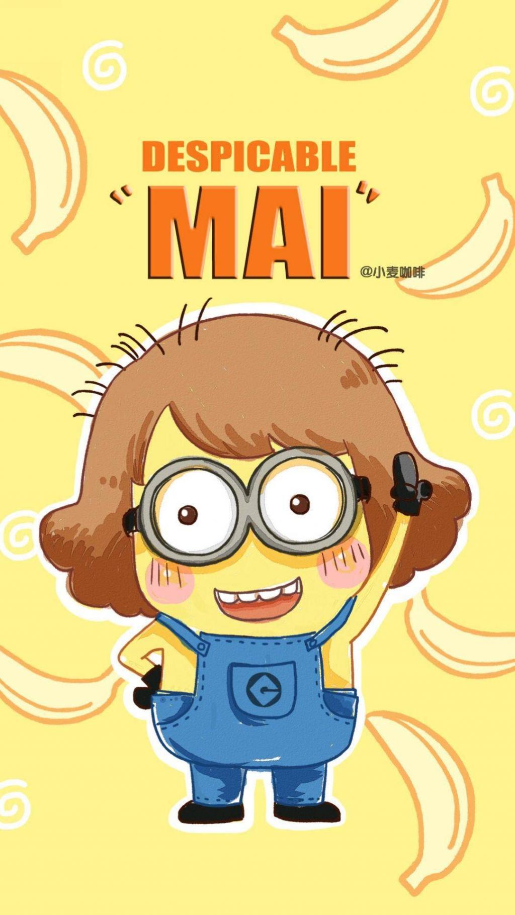 可爱卡通手绘人物小麦咖啡