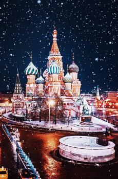 莫斯科红场烟火夜景