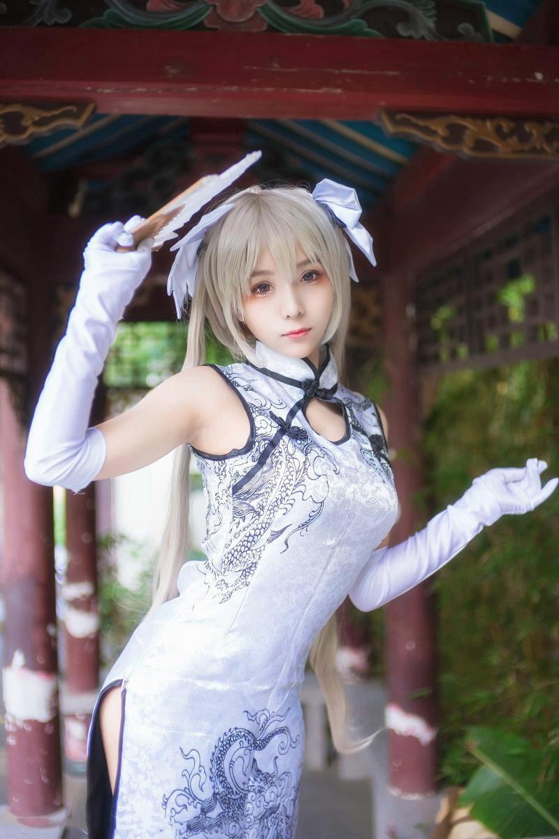 白丝旗袍美女cos春日野穹性感写真
