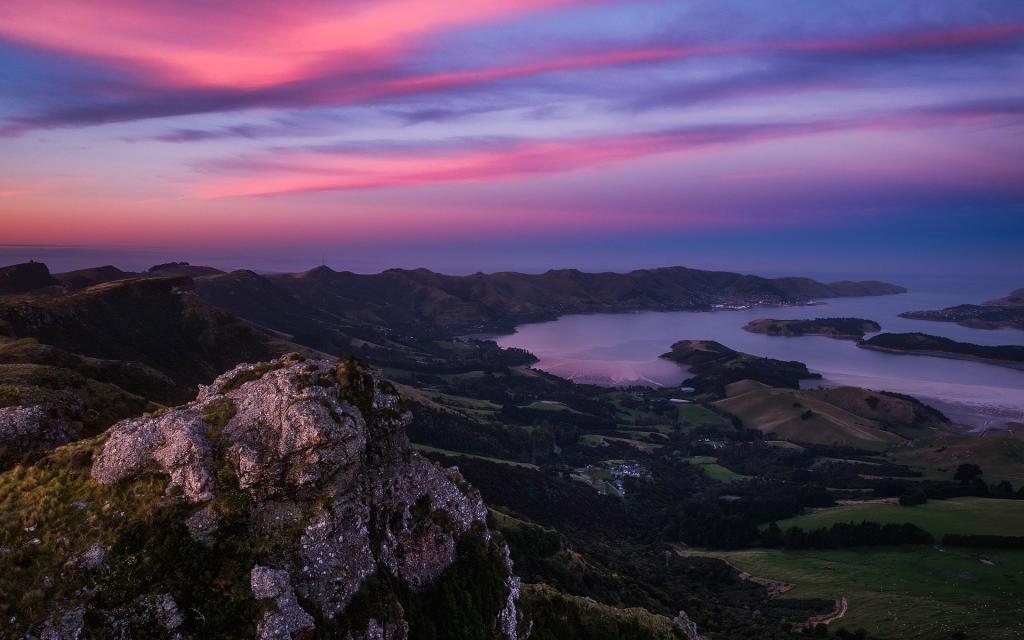 新西兰基督城港口山自然风景