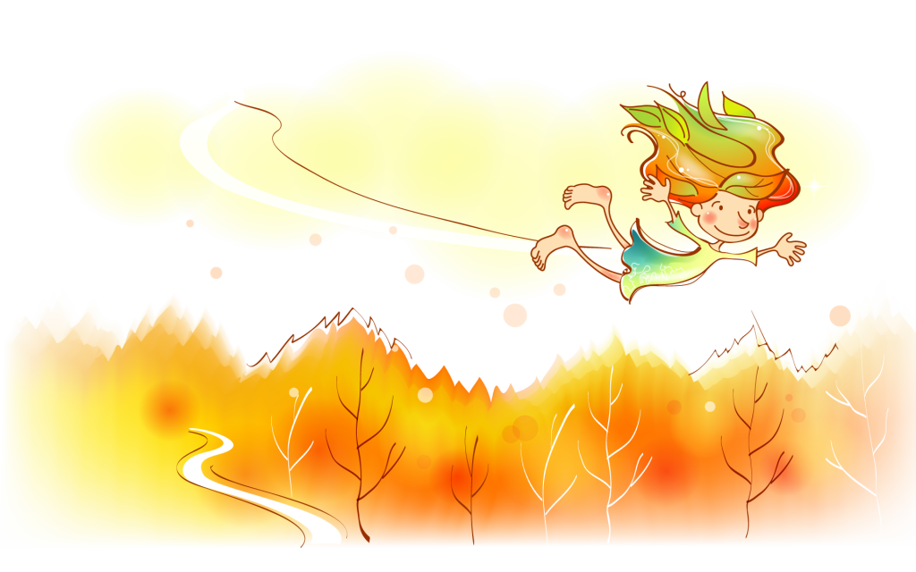 矢量金色秋天儿童