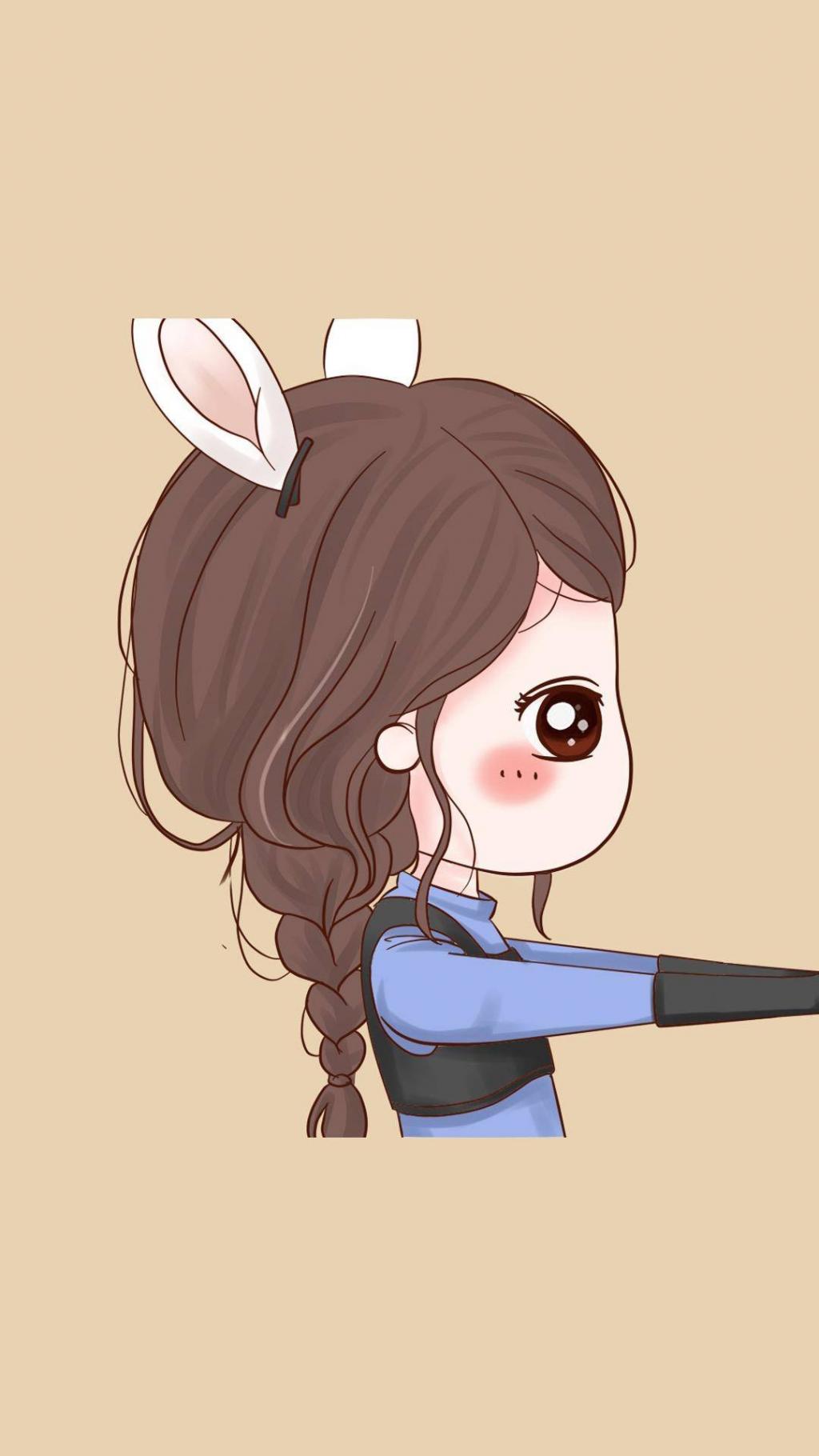 小清新手绘女孩小薇手机壁纸