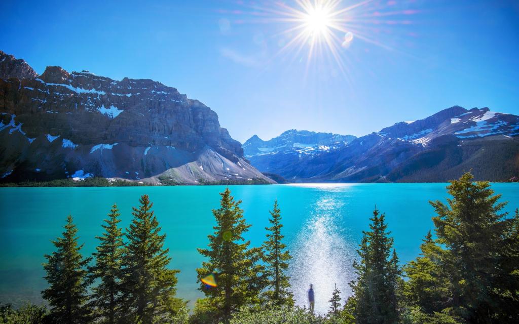 美丽壮观的高山湖泊清新宁静自然风景