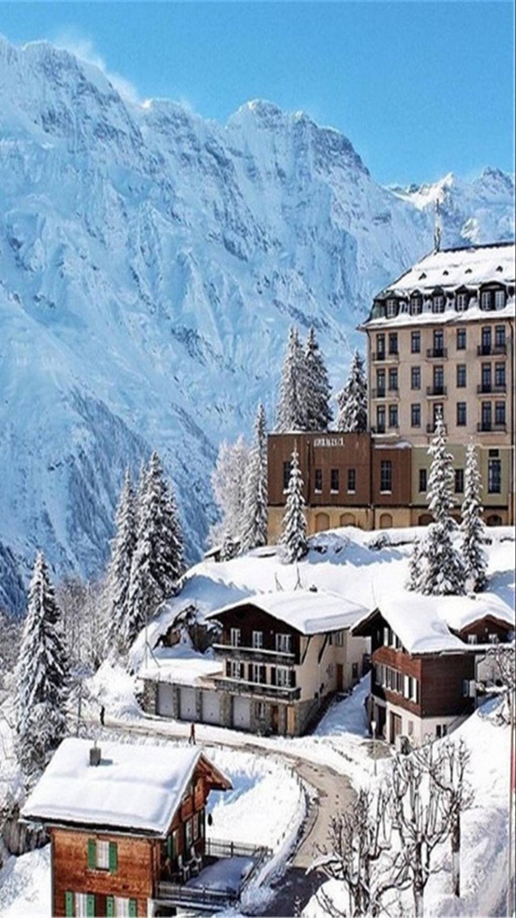 瑞士唯美冬日雪景