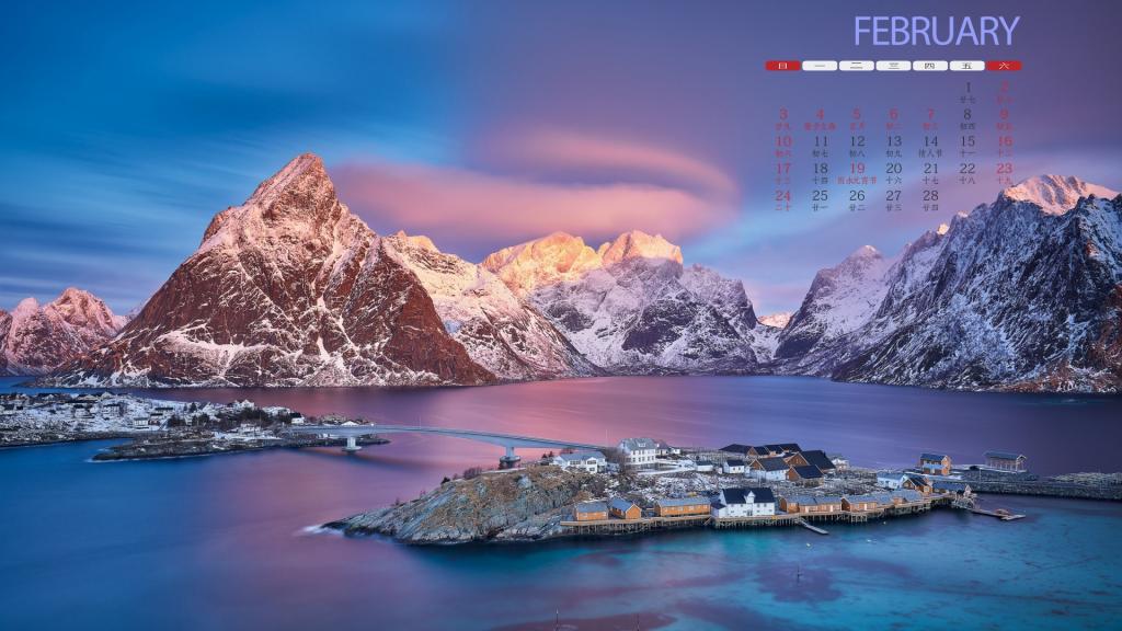 2019年2月挪威唯美雪景日历