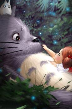 可爱龙猫唯美插画手机壁纸-8