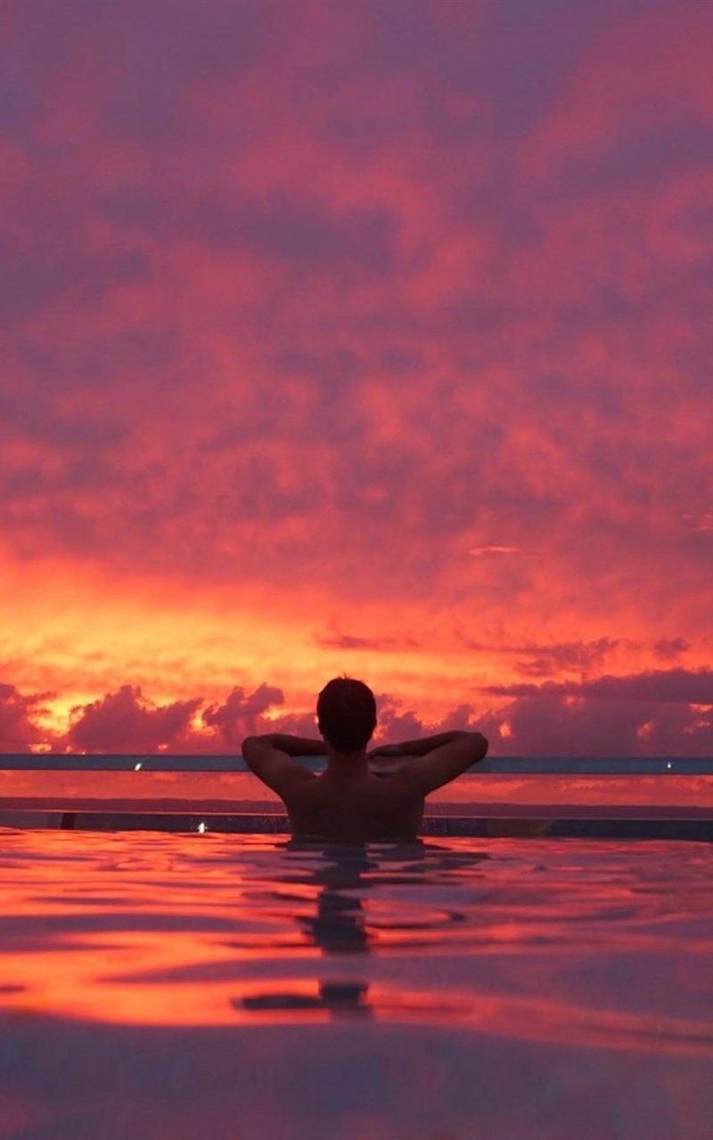 唯美夕阳沙滩自然美景