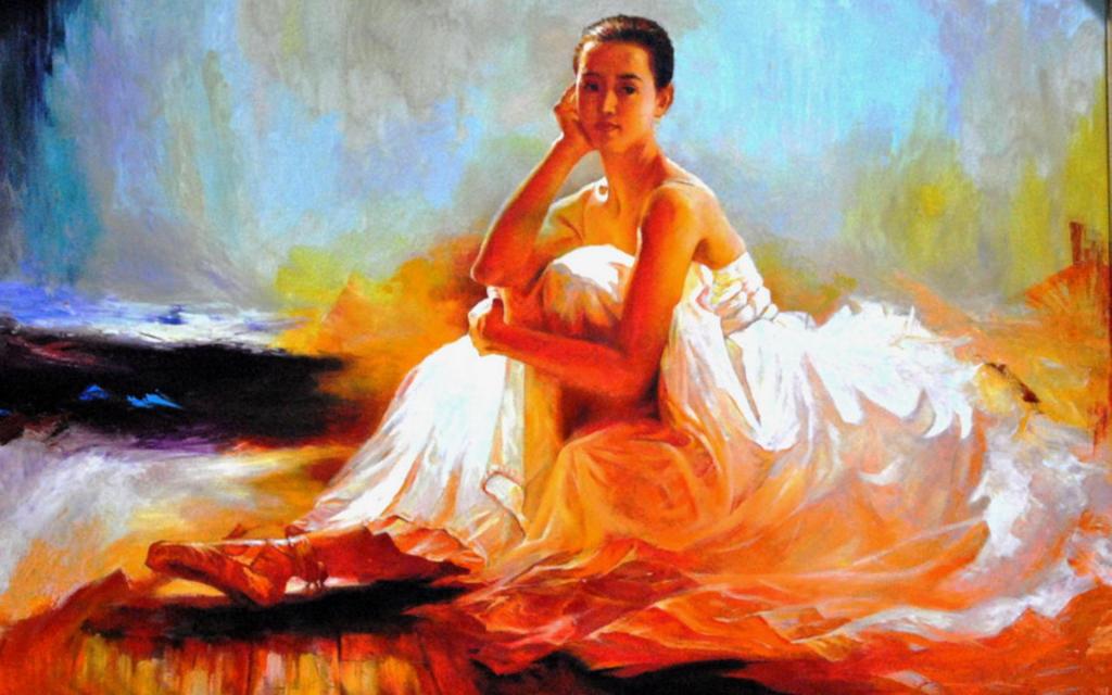 芭蕾舞女孩油画