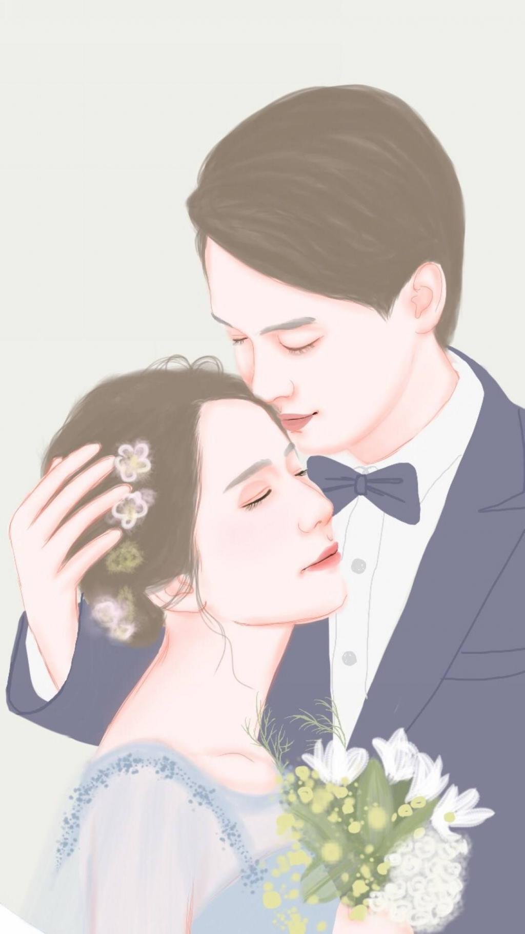 韩国风甜蜜情侣插画