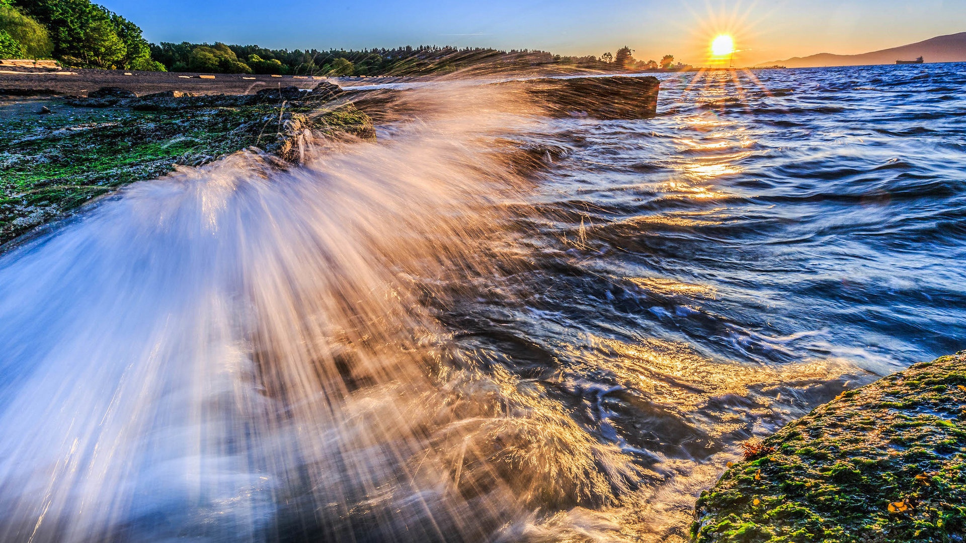 唯美夕阳海滩风景,夕阳,海滩,大海,自然,高清壁纸,桌面图片-壁纸族