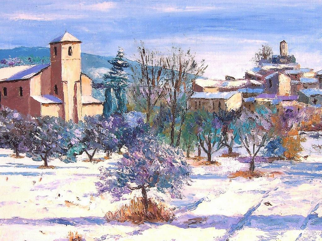 水彩画田园风光