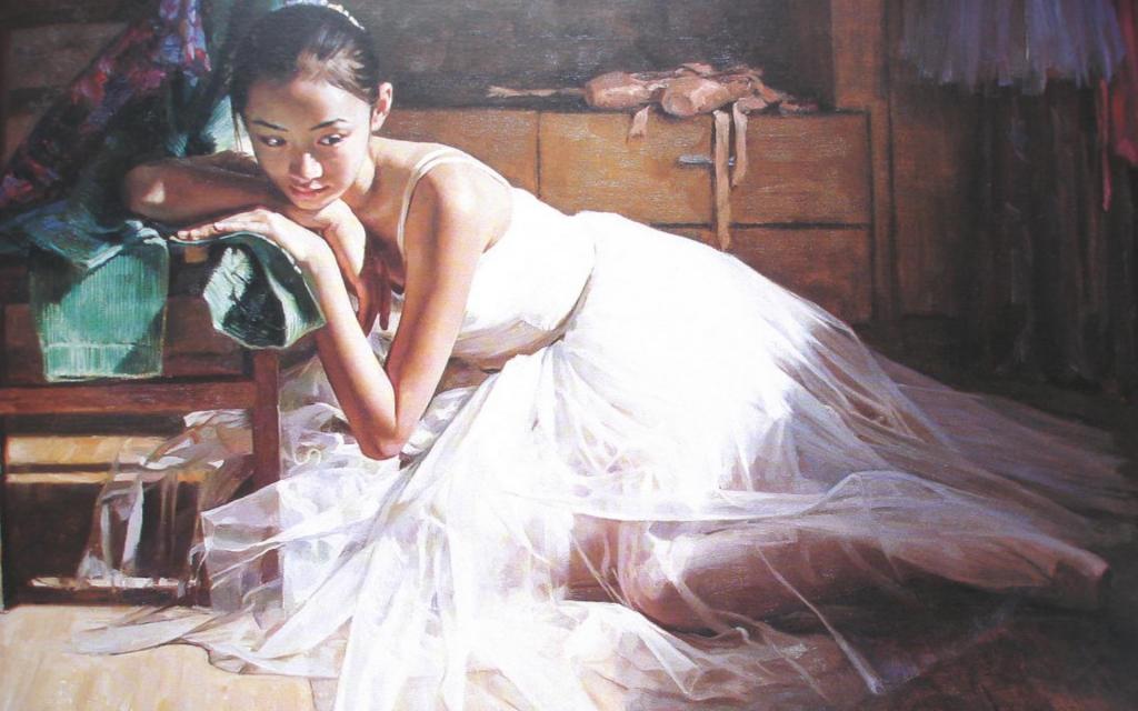 芭蕾舞女孩油画