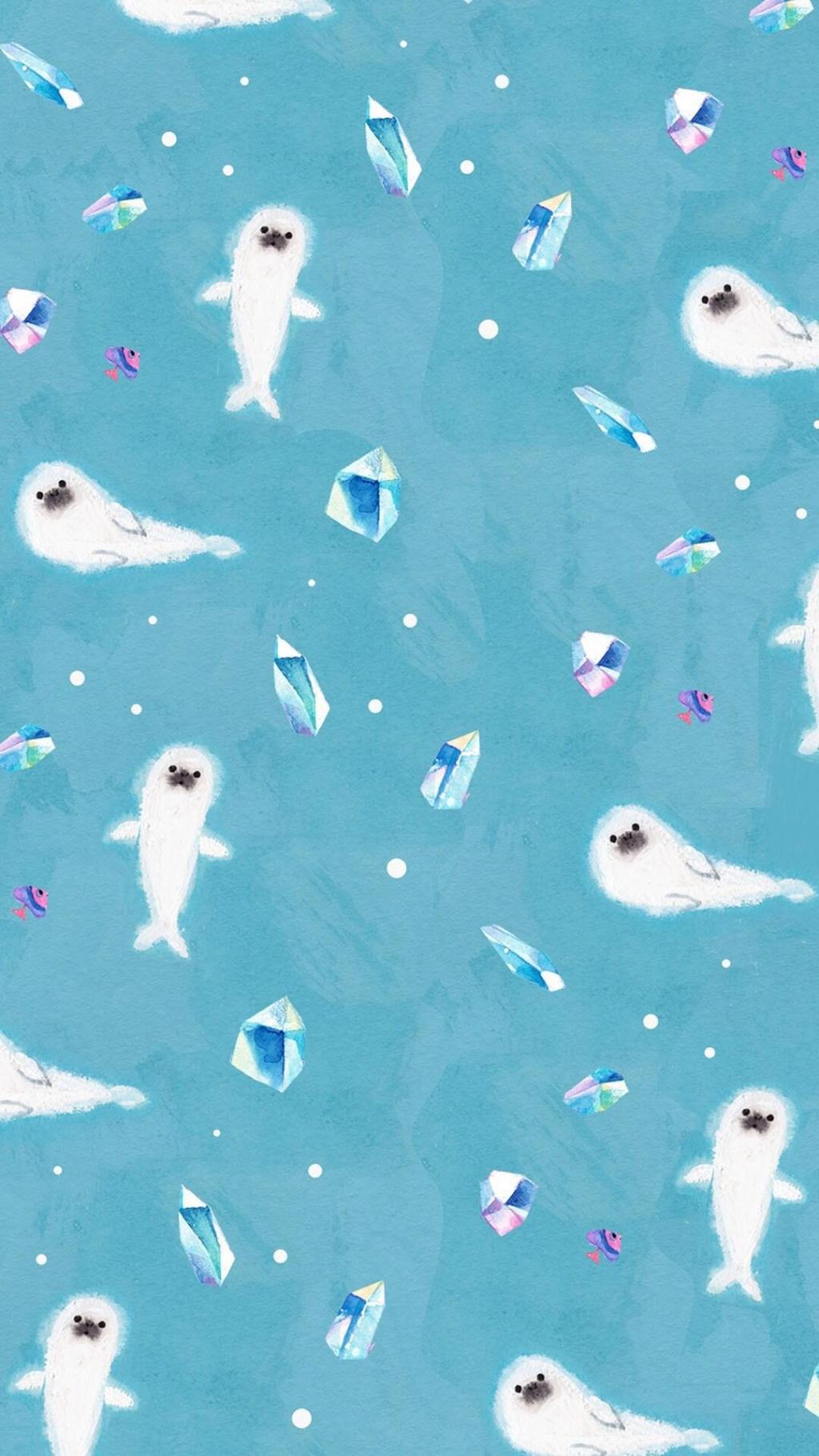 可爱卡通小图案平铺