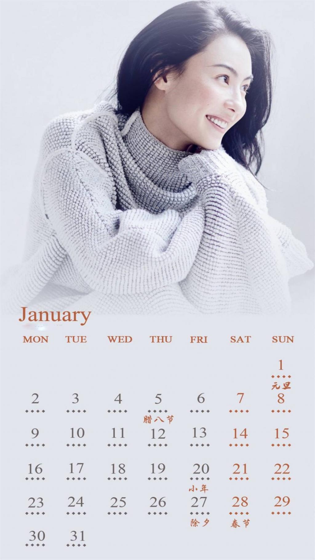 2017年1月张柏芝日历