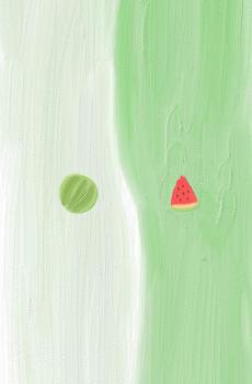 可爱小清新纯色油画风手绘-0