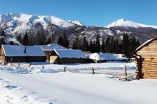 冬季喀纳斯图瓦村落自然风景