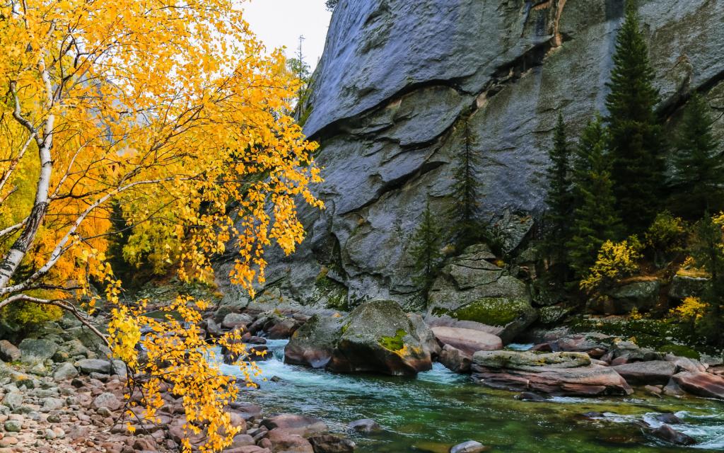秋季的可可托海景色