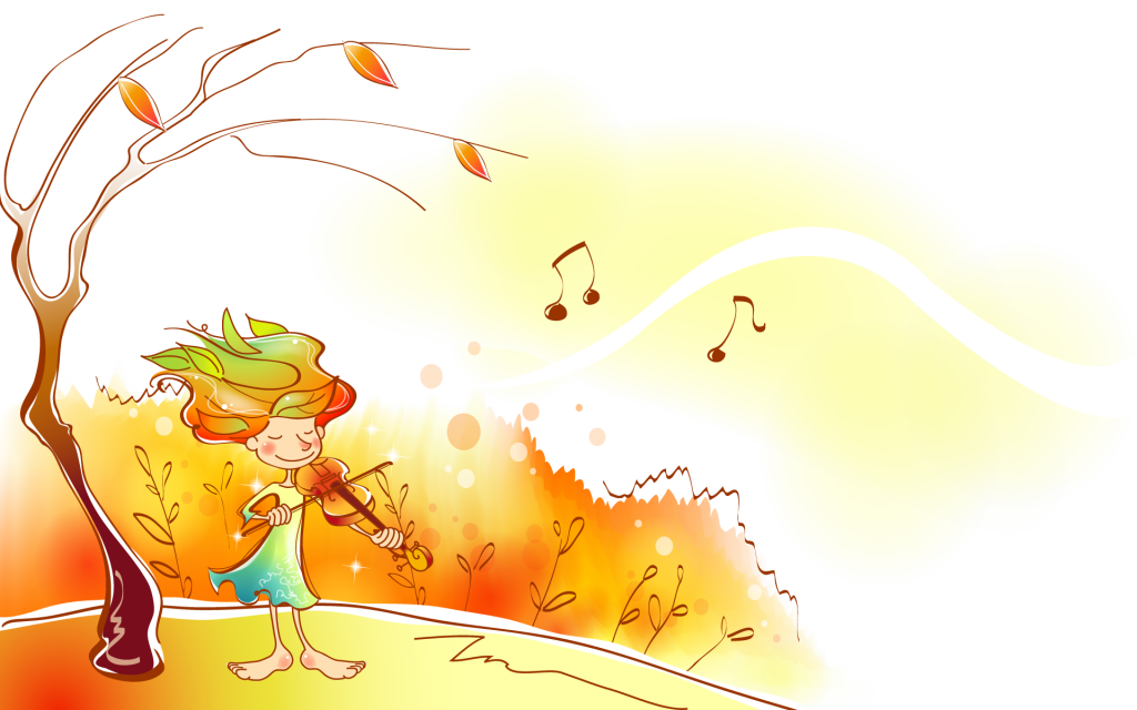 矢量金色秋天儿童