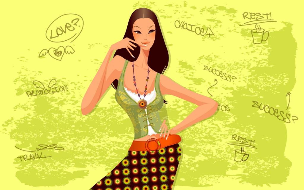 矢量PUB女孩插画