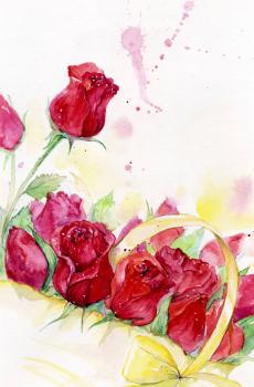 唯美水粉花朵手绘-4