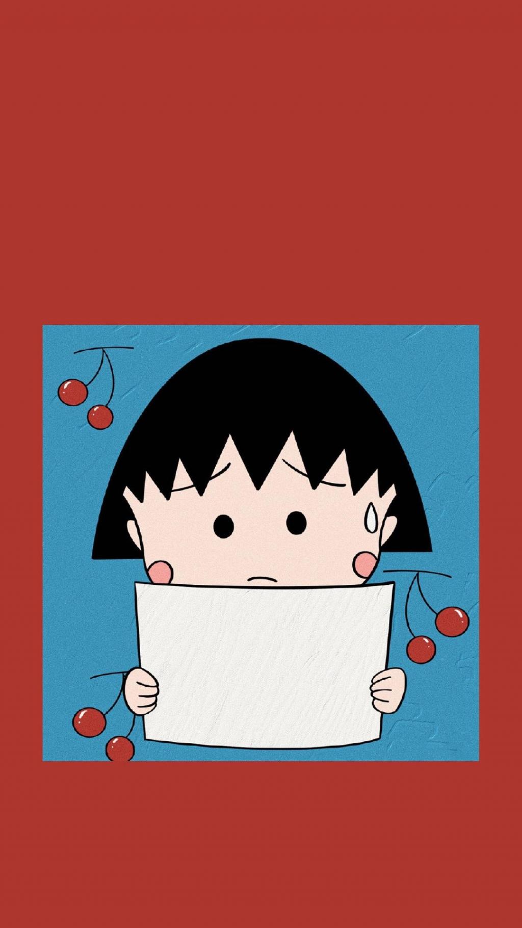 樱桃小丸子系列少女心可爱插画