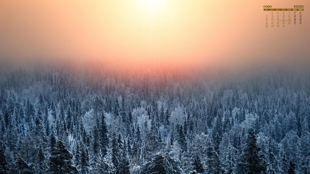 2020年12月冬天雪景日历
