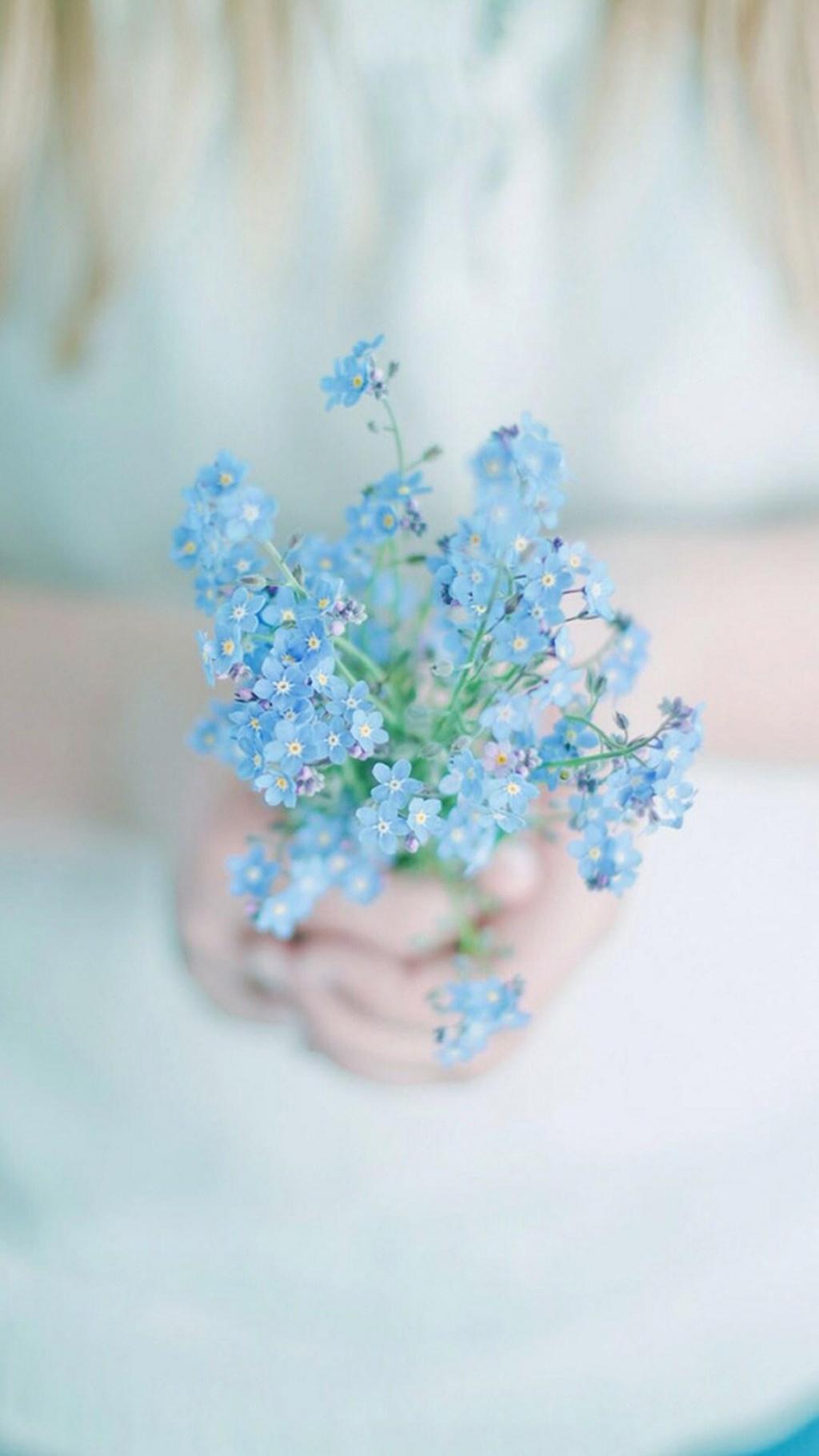 清新手捧花卉锁屏