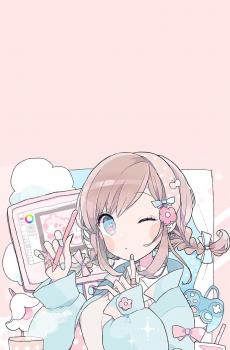 软萌妹子甜美少女风手绘插画-1