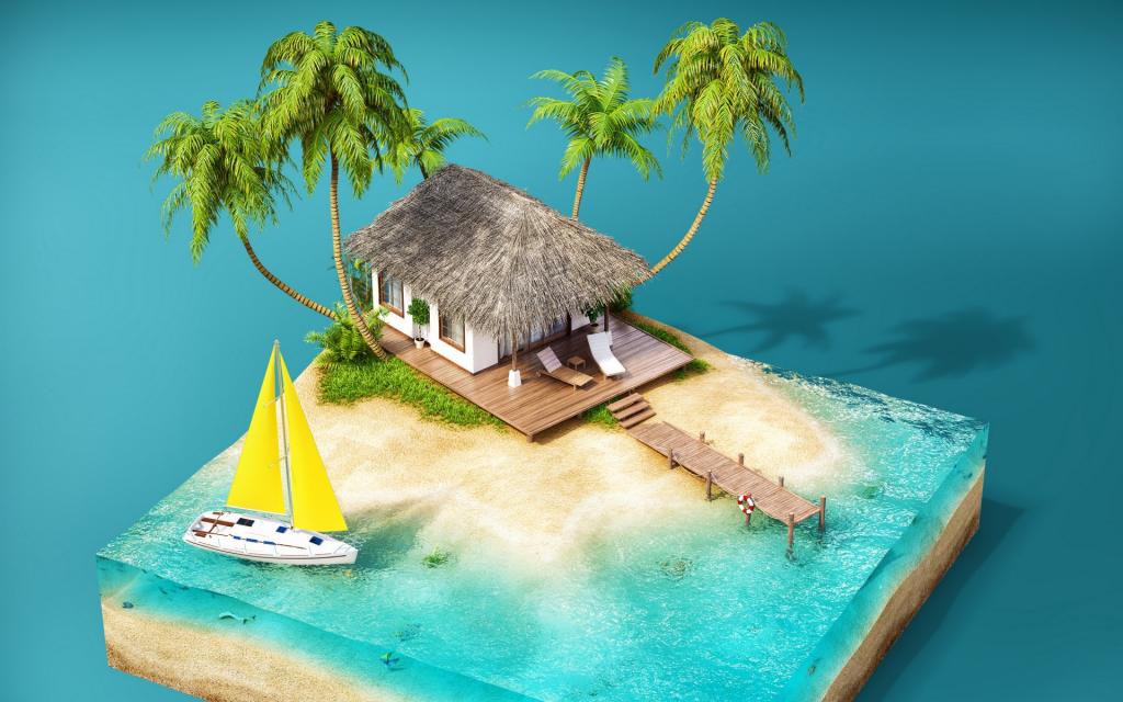 精美3D立体小岛创意设计