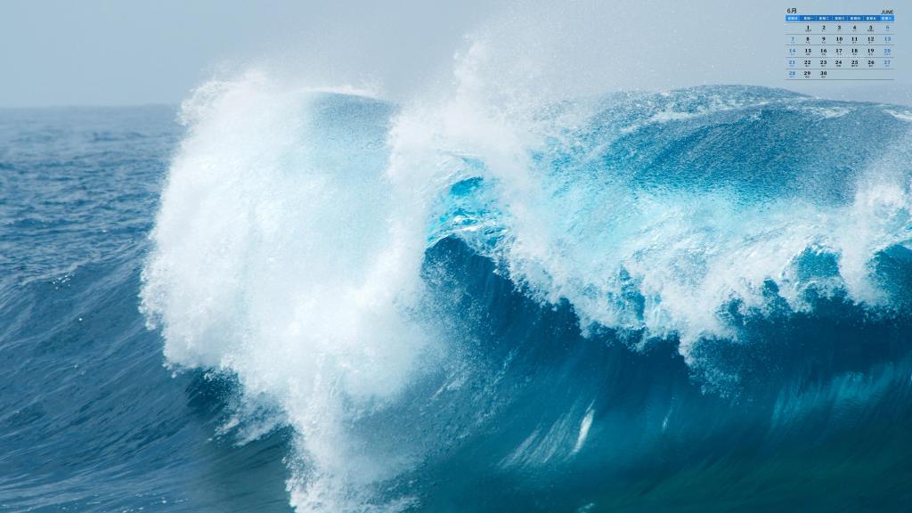 2020年6月蓝色海浪清爽写真日历