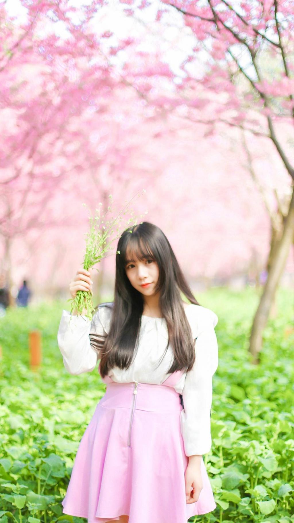 樱花少女唯美写真手机壁纸