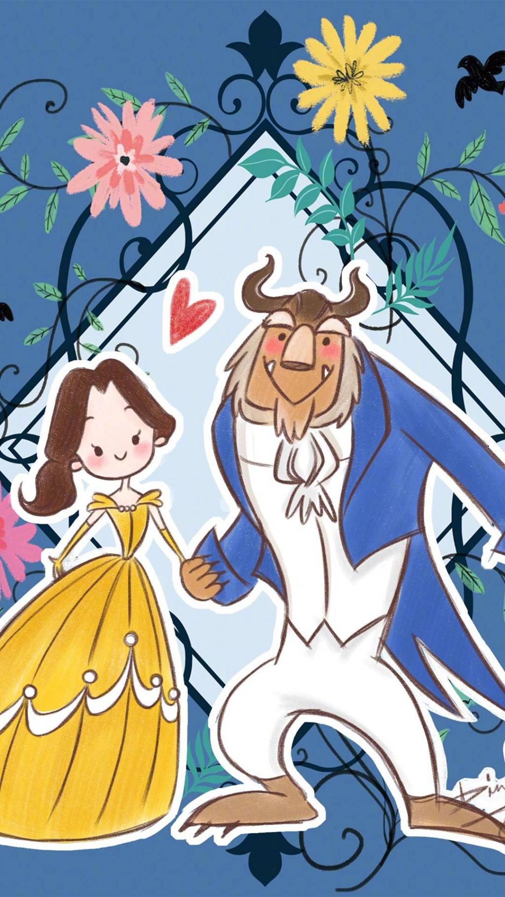 美女与野兽可爱插画