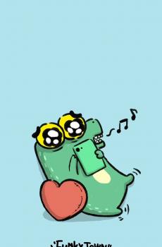 可爱的小鳄鱼卡通形象手机壁纸-3