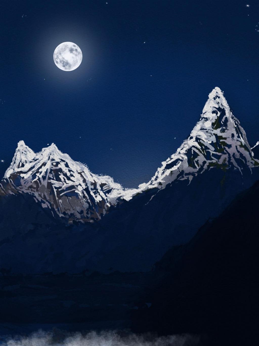 优美意境风景油画背景图 