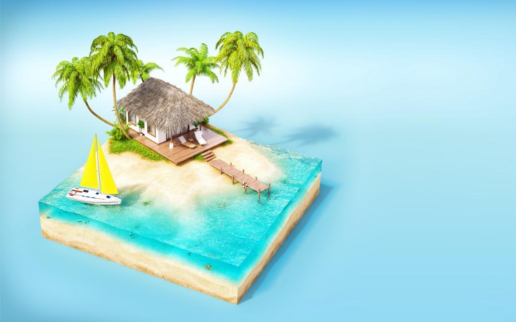 精美3D立体小岛创意设计