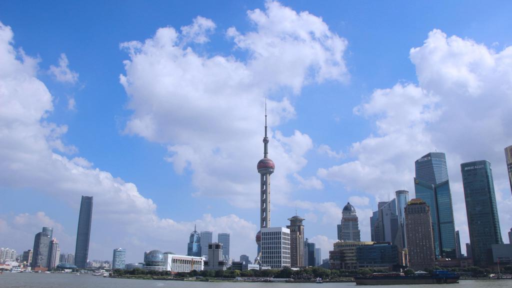 繁华都市上海东方明珠自然景观