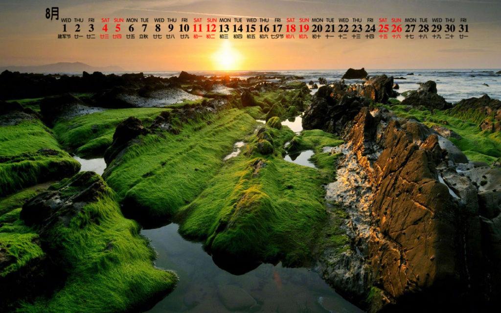 2018年8月唯美花海自然风光图片日历