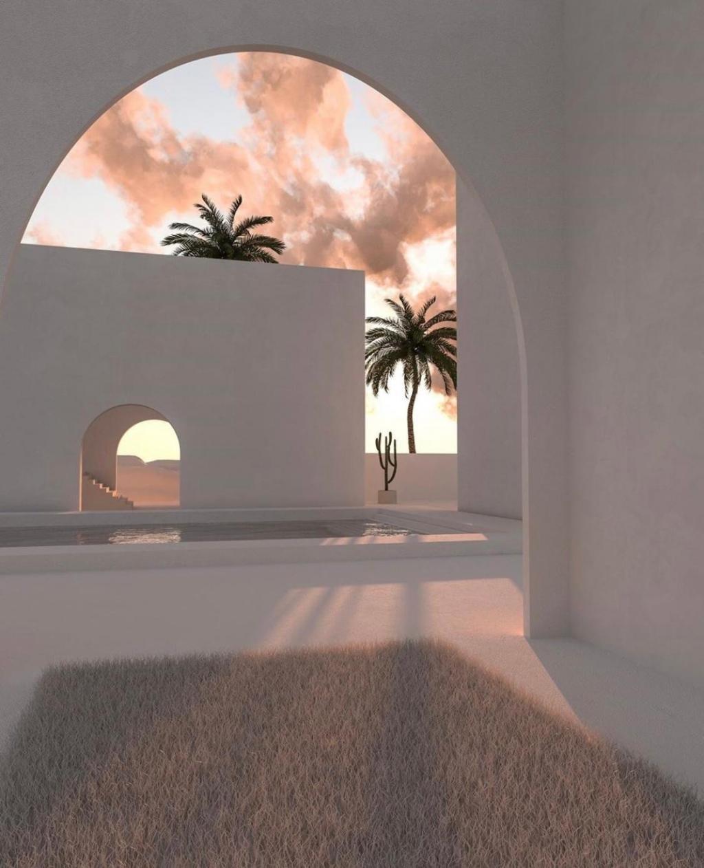 ins风建筑奶油色调创意摄影