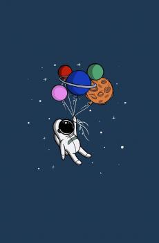 孤独心冷太空人Q版卡通插画-0