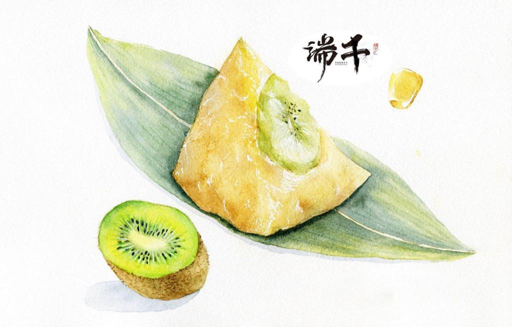 端午安康美味粽子水彩手绘插画